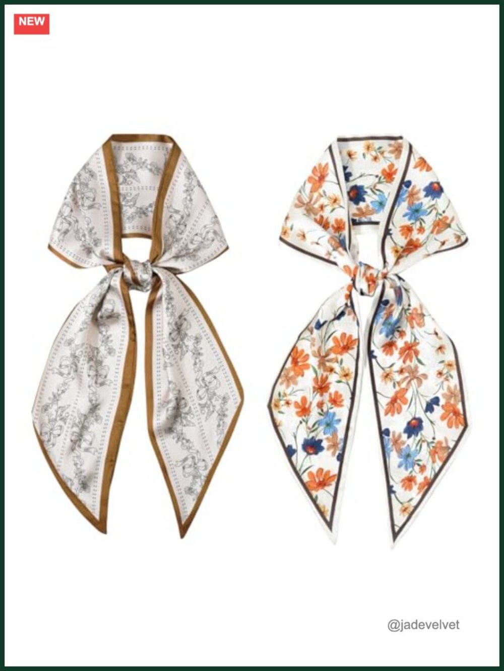 2 PCS Silk Feel Neck Scarf for Women, Long Purse Scarf for Handbags